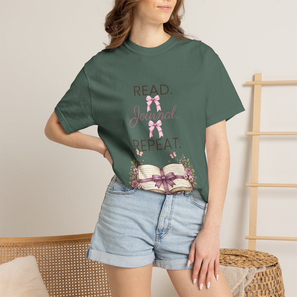 Floral Booklover Tee | Read Journal Repeat Book Lover T-Shirt