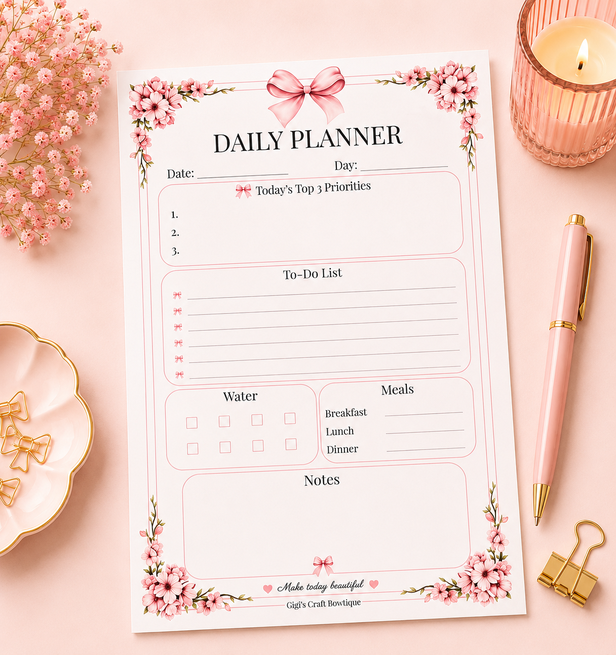 Coquette Bows Notepad Collection | Handmade Tear-Off Planner & Notes Portfolio