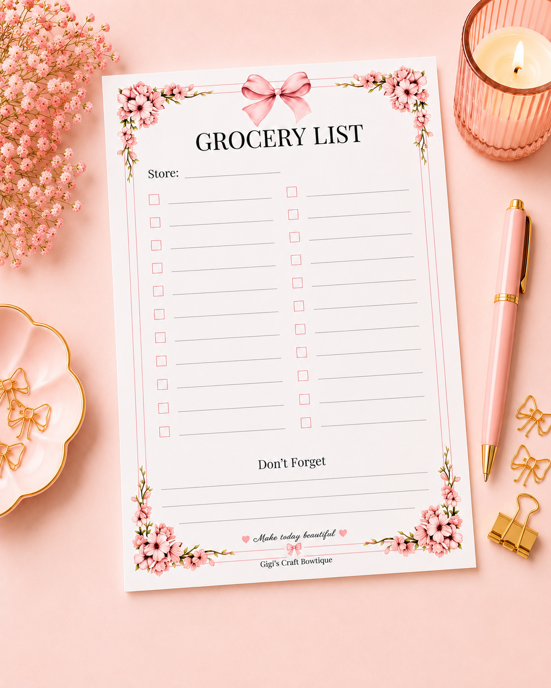 Coquette Bows Notepad Collection | Handmade Tear-Off Planner & Notes Portfolio