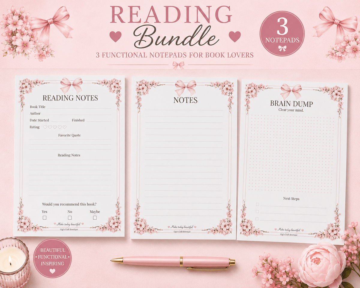 Coquette Bows Notepad Collection | Handmade Tear-Off Planner & Notes Portfolio - Gigi’s Craft Bowtique