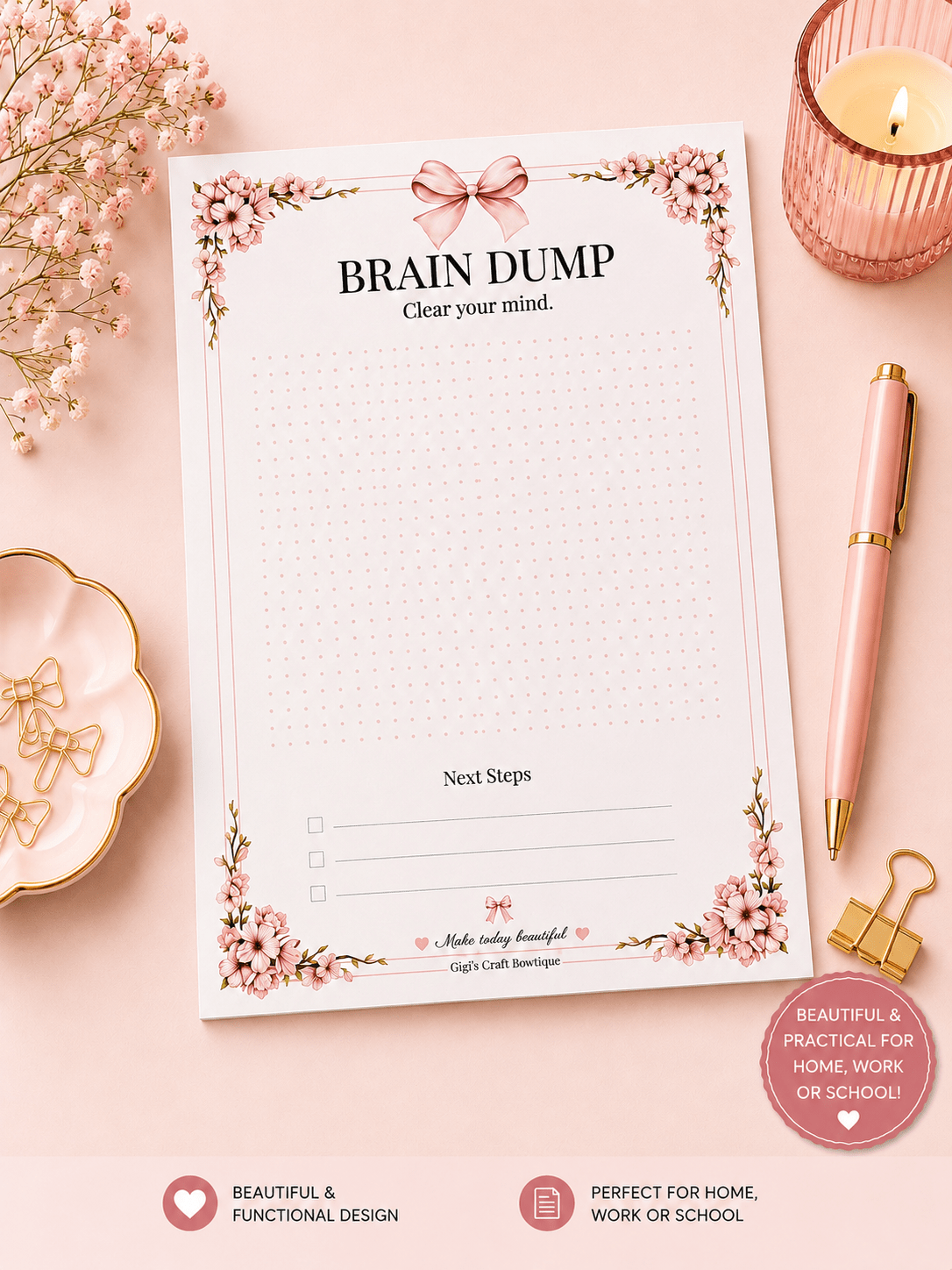 Coquette Bows Notepad Collection | Handmade Tear-Off Planner & Notes Portfolio - Gigi’s Craft Bowtique