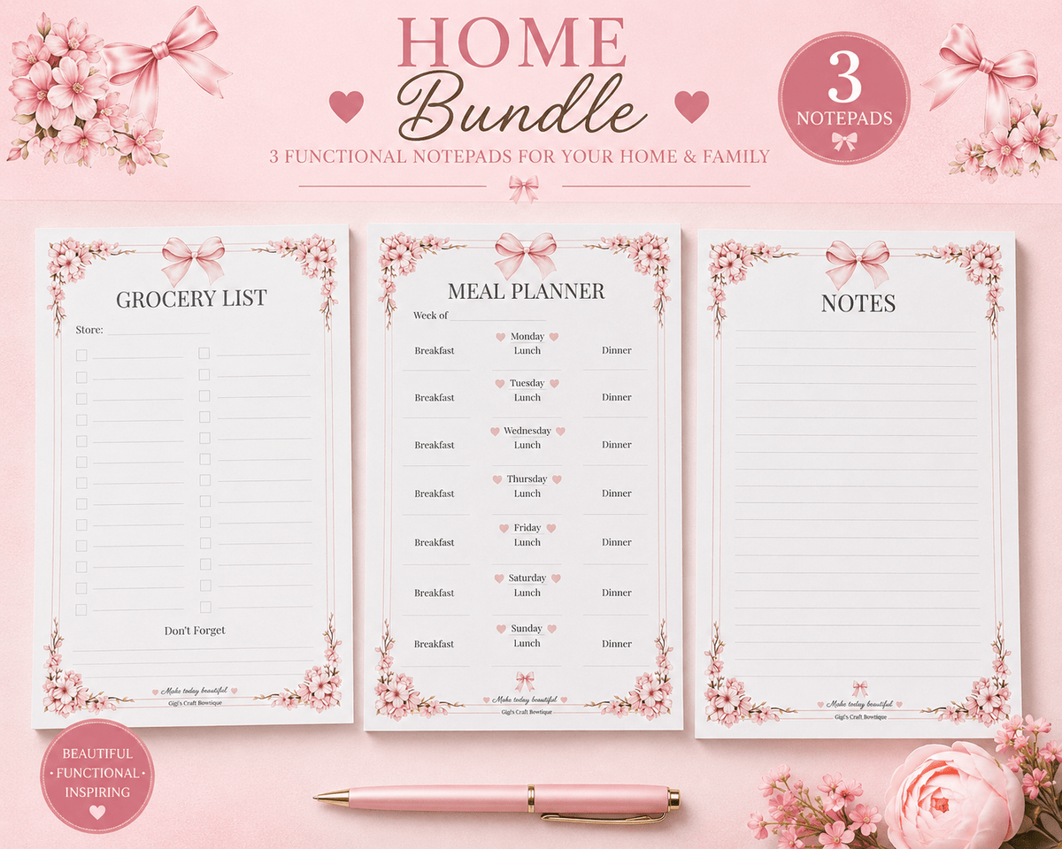 Coquette Bows Notepad Collection | Handmade Tear-Off Planner & Notes Portfolio - Gigi’s Craft Bowtique