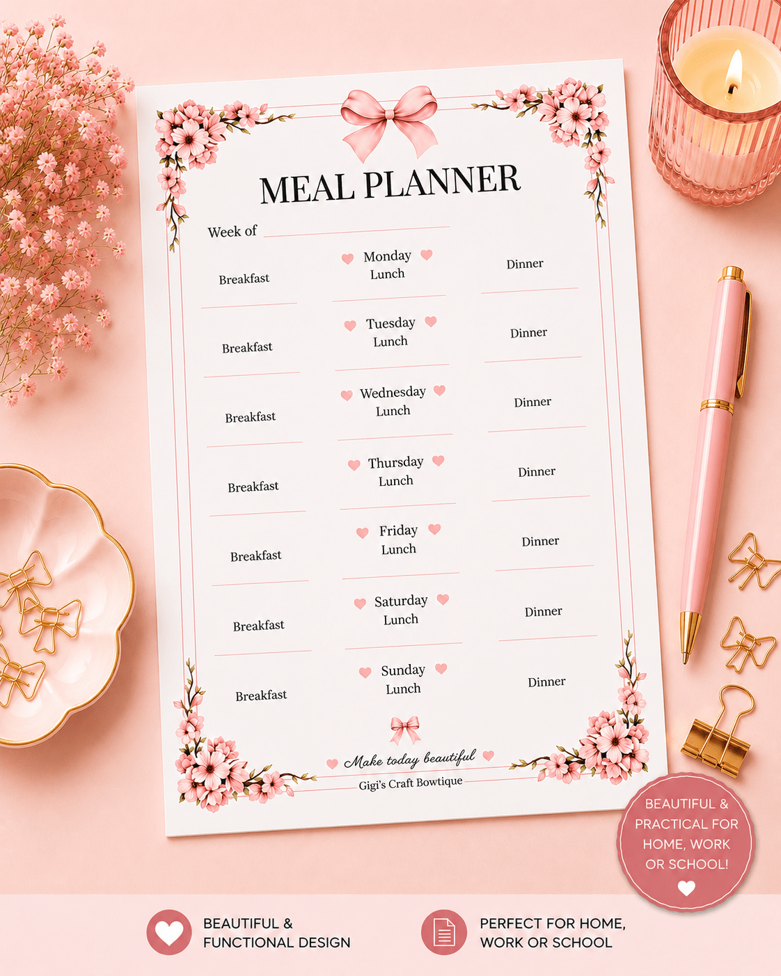 Coquette Bows Notepad Collection | Handmade Tear-Off Planner & Notes Portfolio - Gigi’s Craft Bowtique