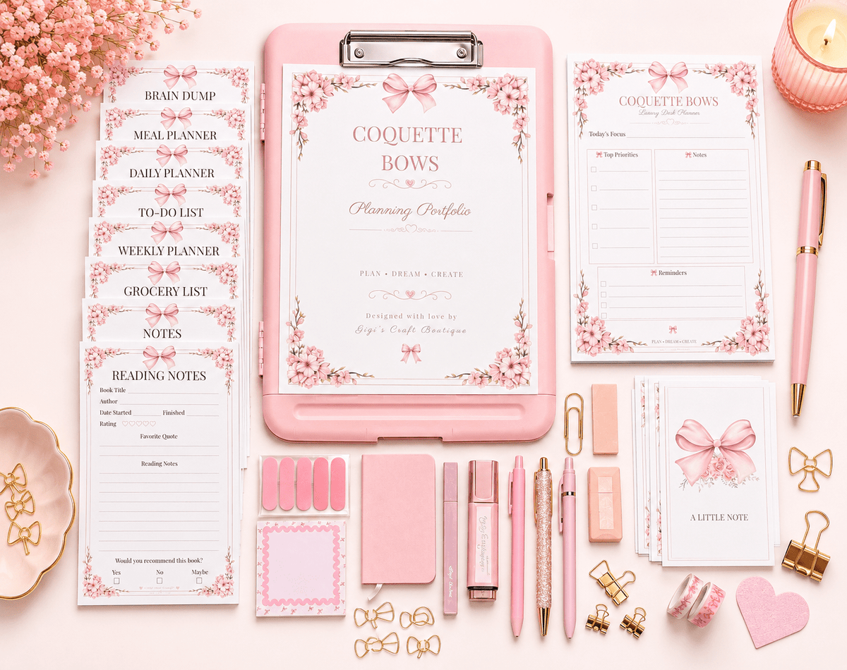 Coquette Bows Notepad Collection | Handmade Tear-Off Planner & Notes Portfolio - Gigi’s Craft Bowtique