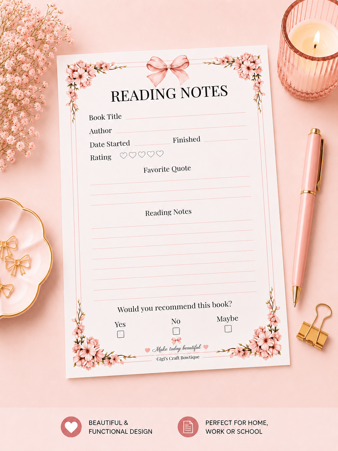 Coquette Bows Notepad Collection | Handmade Tear-Off Planner & Notes Portfolio - Gigi’s Craft Bowtique