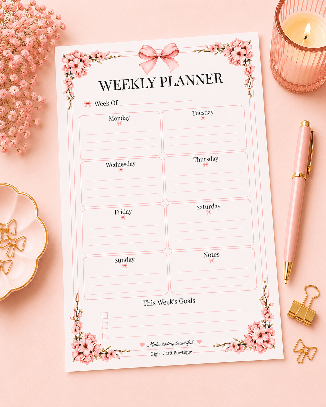 Coquette Bows Notepad Collection | Handmade Tear-Off Planner & Notes Portfolio - Gigi’s Craft Bowtique