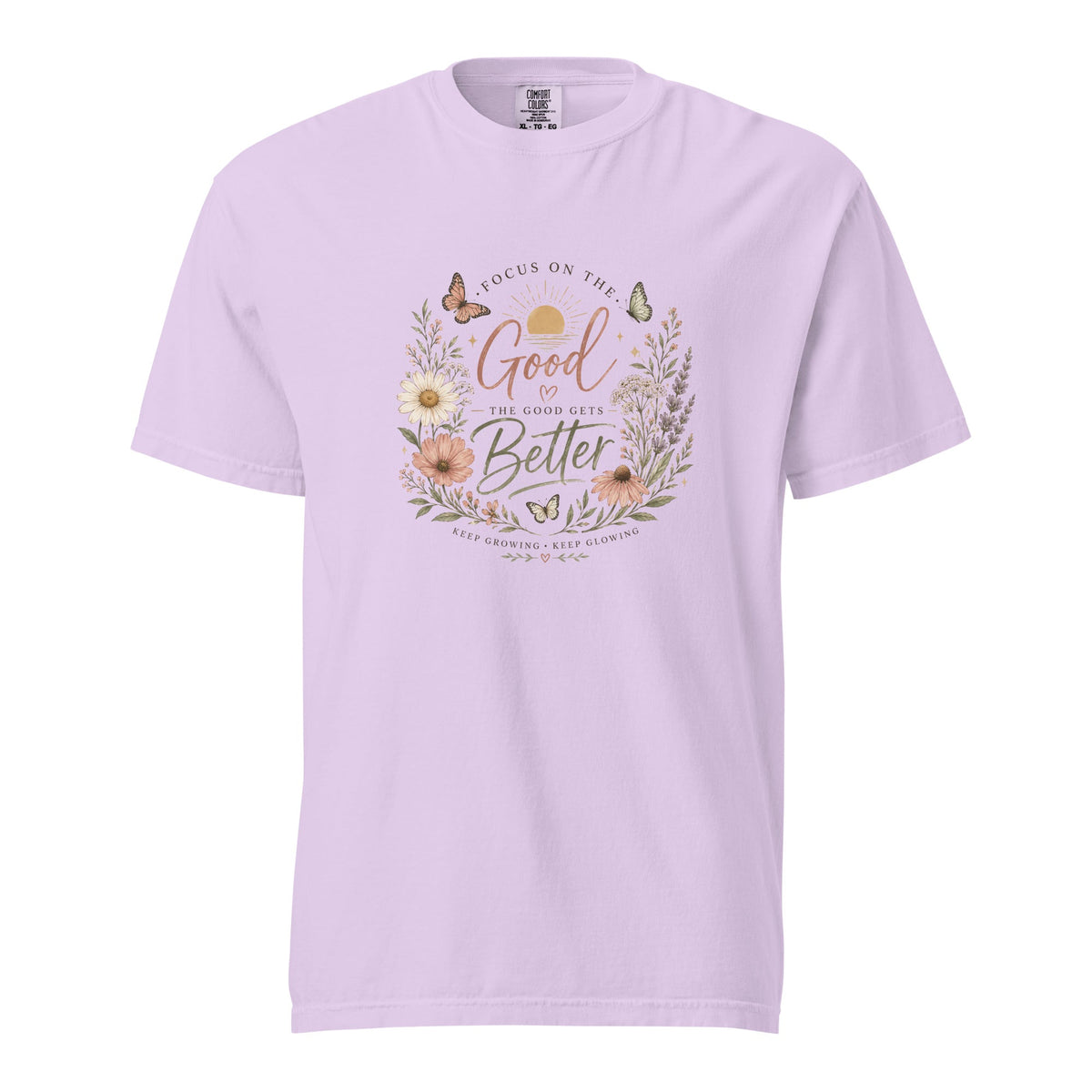 Focus on the Good Shirt, Women’s Floral Comfort Colors Tee, Positive Inspirational T-Shirt, Boho Wildflower Graphic Tee, Gift for Her - Gigi’s Craft Bowtique
