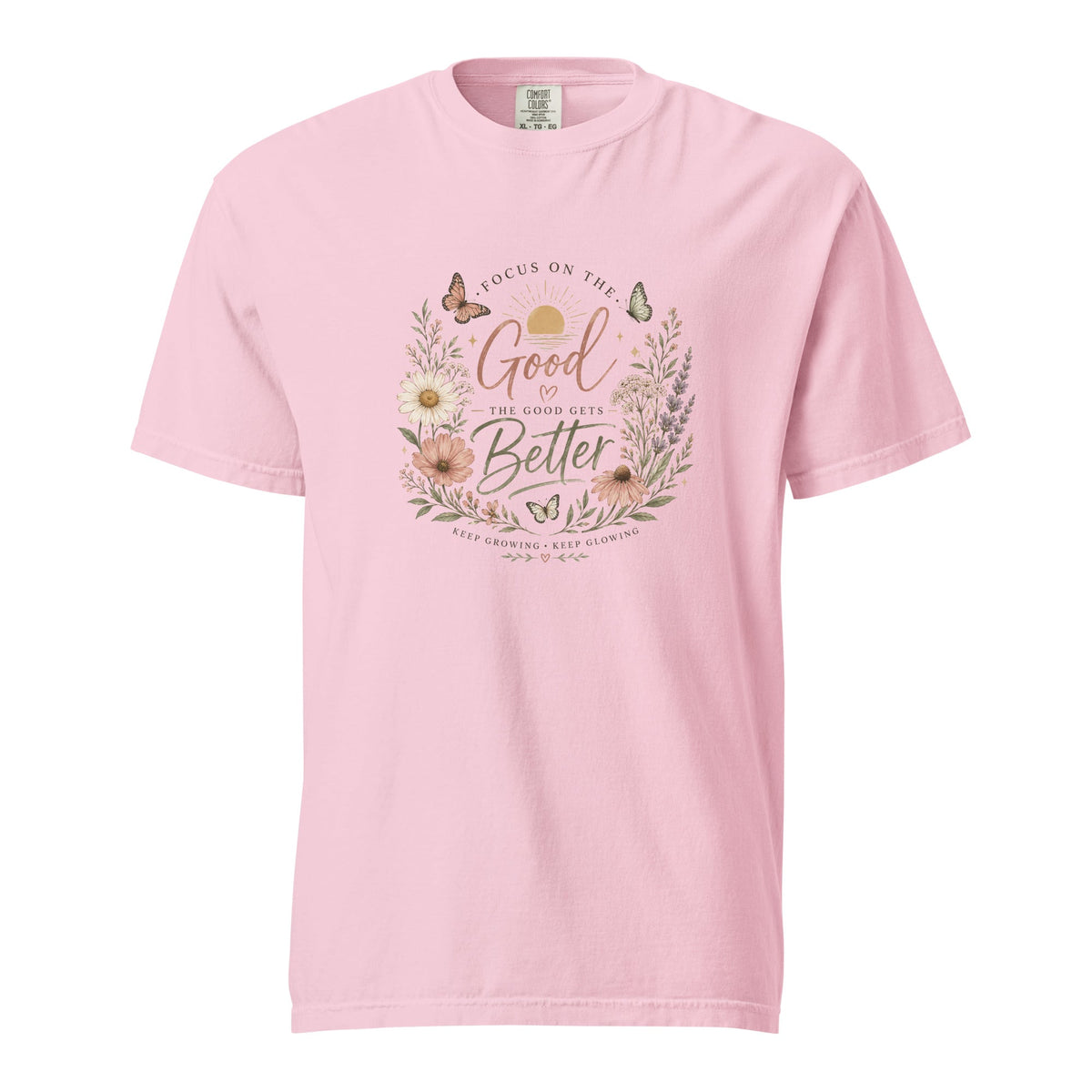 Focus on the Good Shirt, Women’s Floral Comfort Colors Tee, Positive Inspirational T-Shirt, Boho Wildflower Graphic Tee, Gift for Her - Gigi’s Craft Bowtique