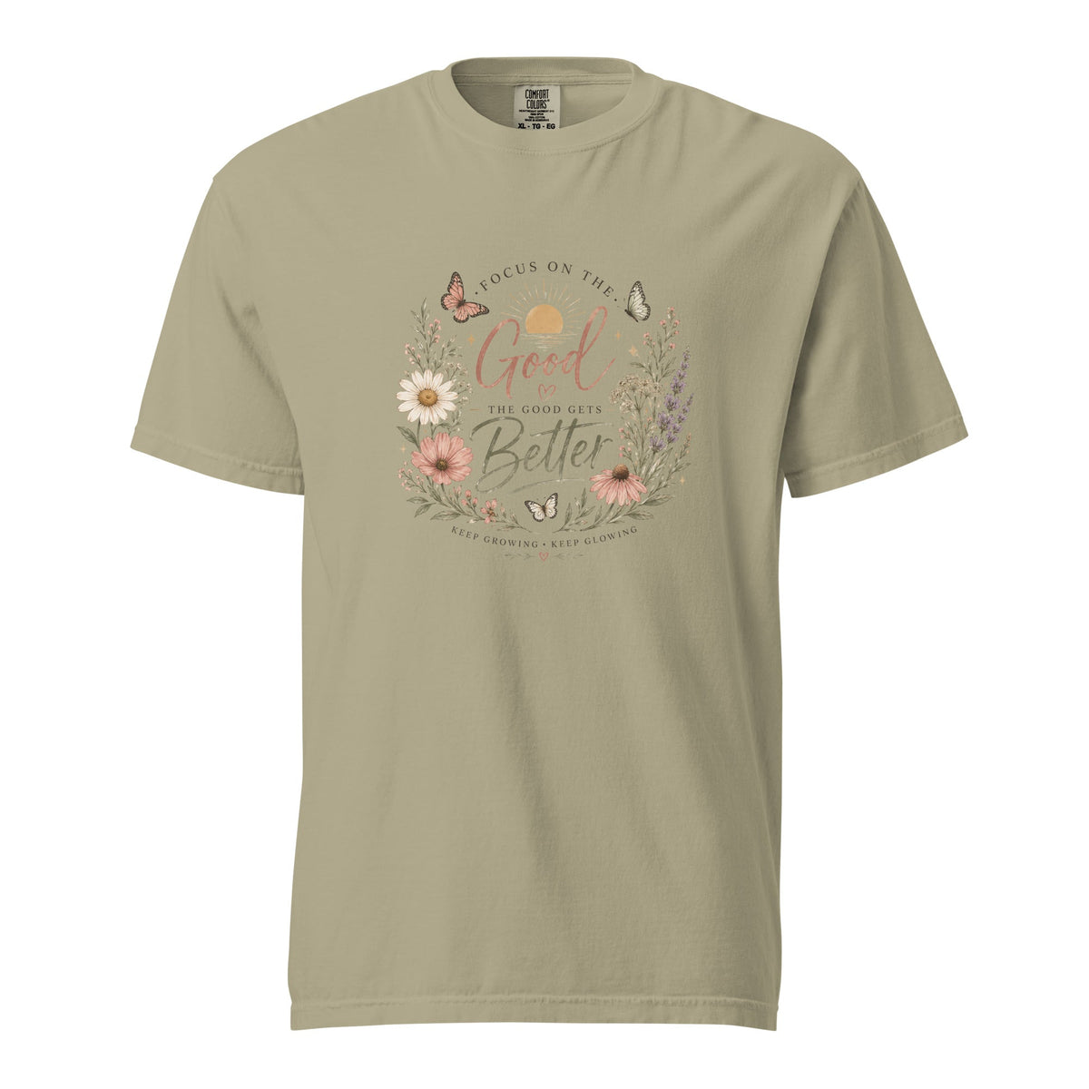 Focus on the Good Shirt, Women’s Floral Comfort Colors Tee, Positive Inspirational T-Shirt, Boho Wildflower Graphic Tee, Gift for Her - Gigi’s Craft Bowtique