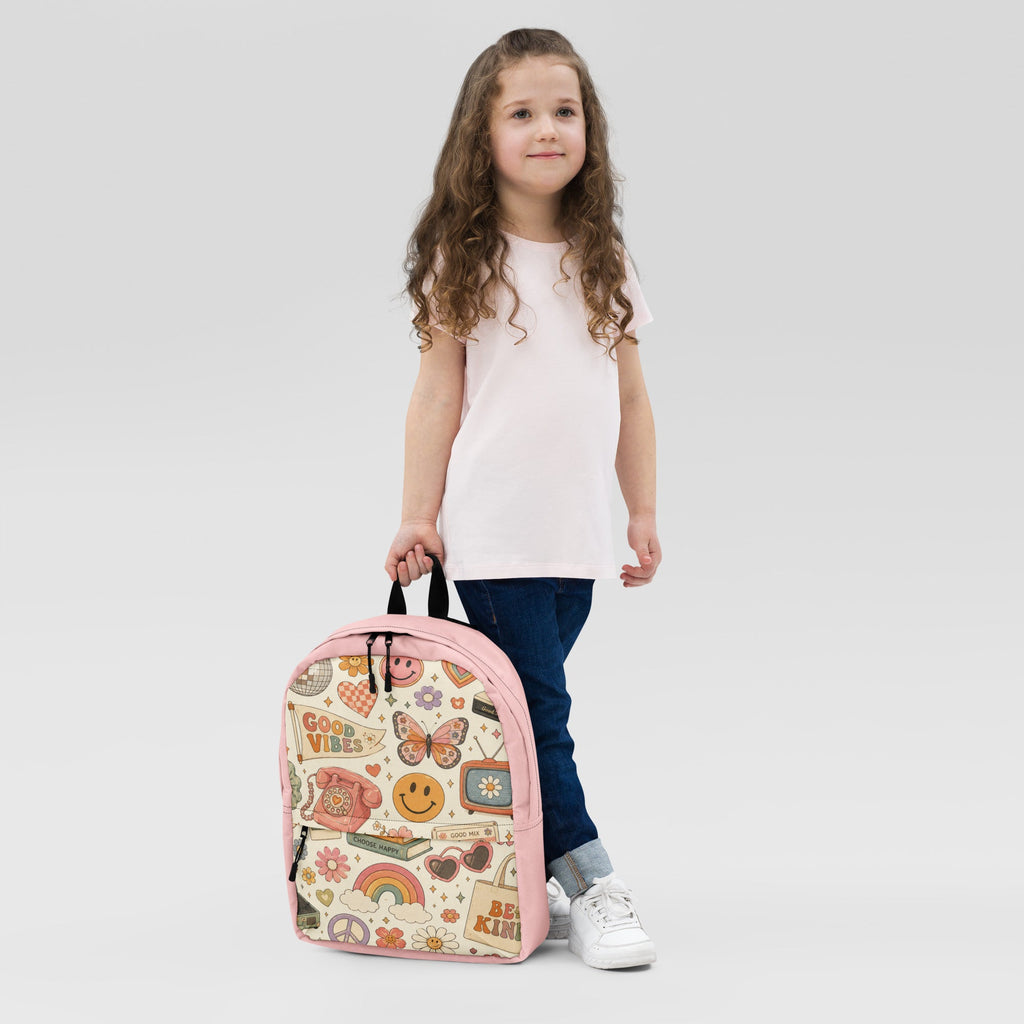 Retro Pink Good Vibes Backpack | Boho Hippie Bag for Women - Gigi’s Craft Bowtique