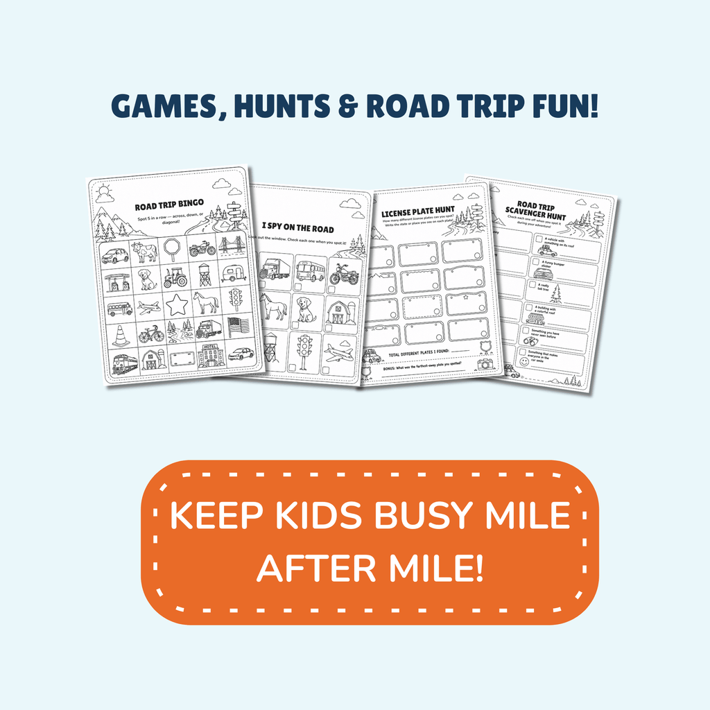 Road Trip Activity Book for Kids Ages 6 - 10 | 30 Printable Activities | Printable PDF - Gigi’s Craft Bowtique