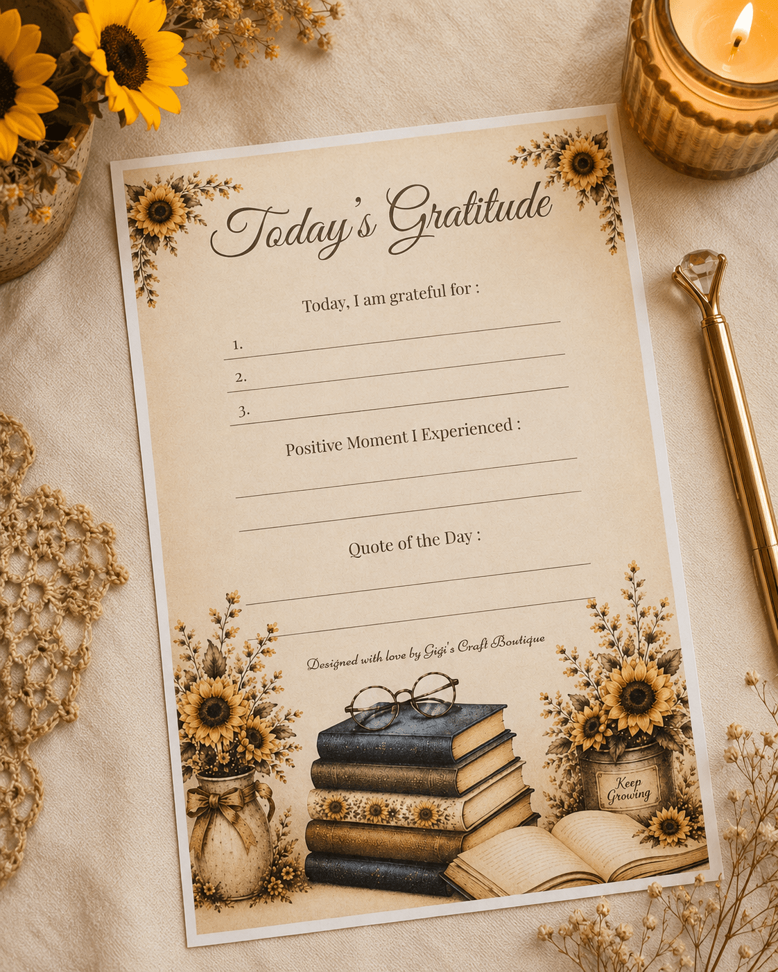 Sunflower Days Journal Gift Box - Gigi’s Craft Bowtique